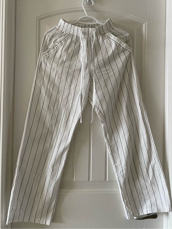 Sienna Sky Pants - Sienna Sky White Pinstripe Drawstring Pants